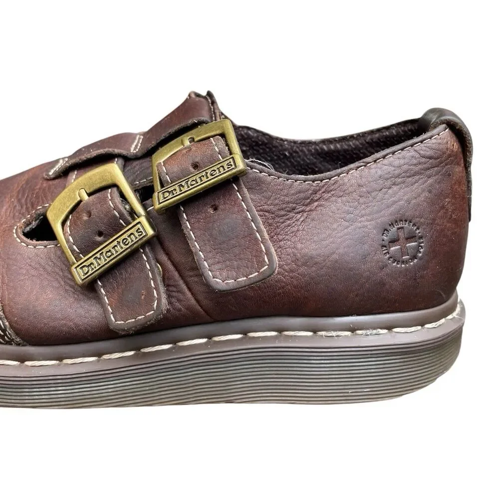 Vintage Brown Dr. Martens CATY 8065 style  Mary Jane Buckle Strap Fisherman US 8
